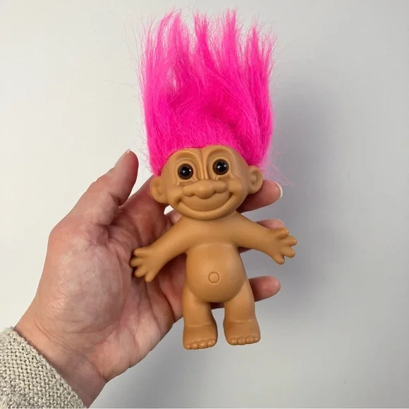 Vintage Troll w/ Fluo Pink Hair - Picture 3 of 4